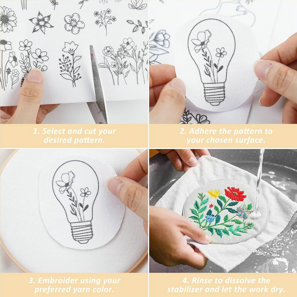4 Sheets Water Soluble Embroid - огляд і ціна Embroidery Meaning