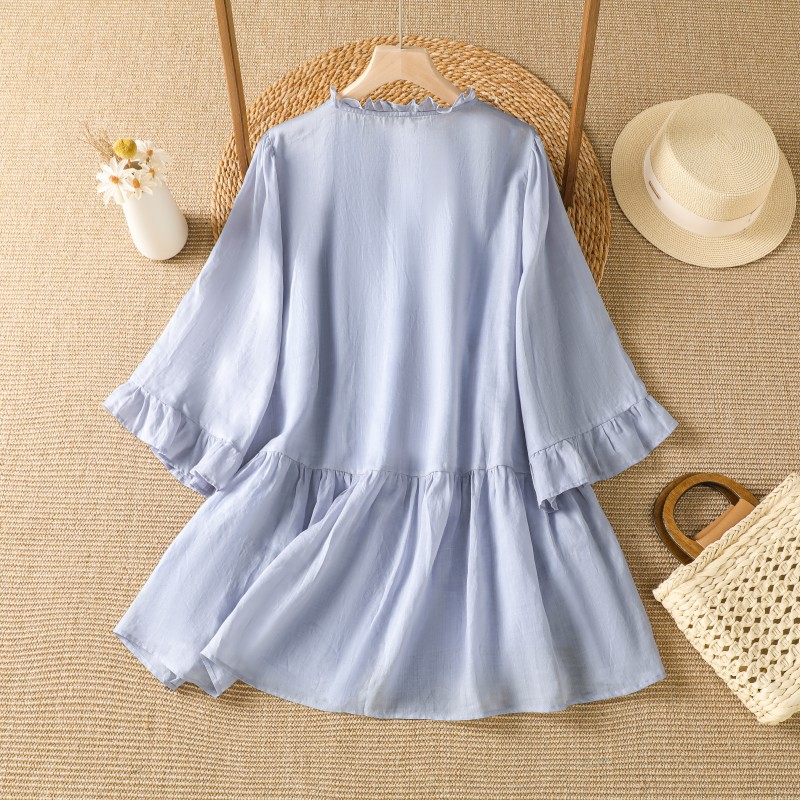 Elegant Purple Floral Embroide - огляд і ціна Embroidery Cotton Shirt